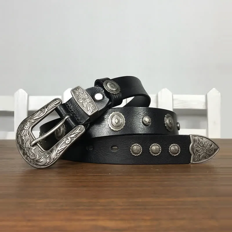 Personality Decorative Round Rivet Studded Leather Belt