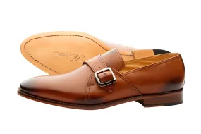 PLAIN VAMP SLIP ON WITH ORNAMENTAL STRAP AND BUCKLE -TAN