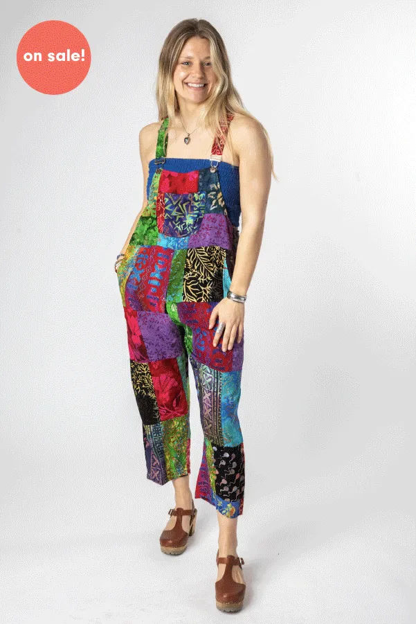 Playful Batik Patchwork Overalls Overstock