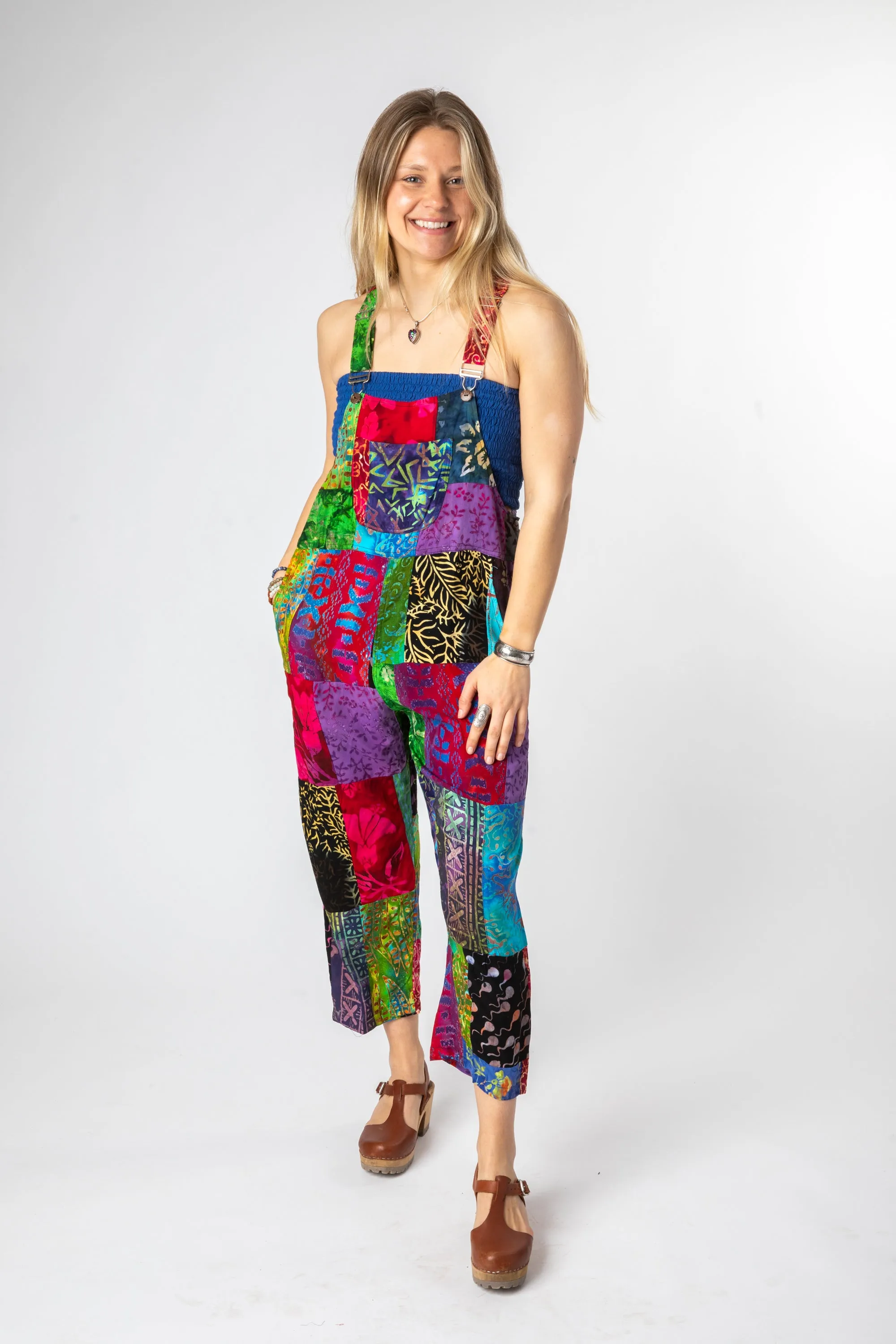 Playful Batik Patchwork Overalls Overstock