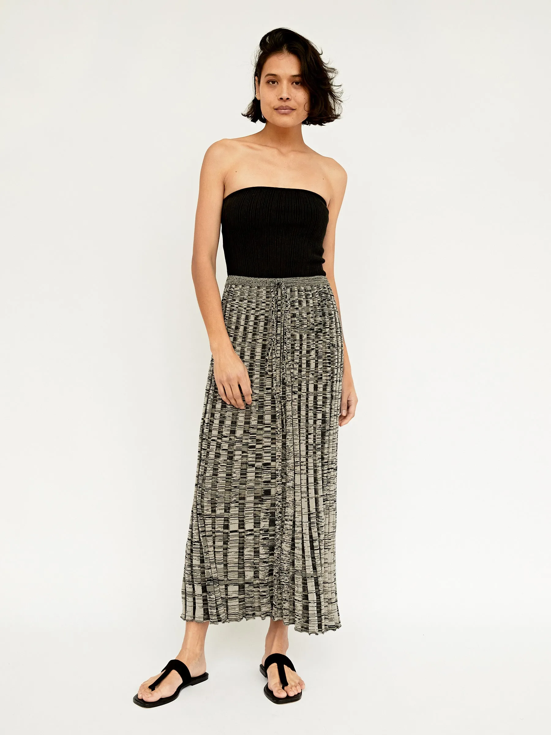 Pleated Knit Tie Skirt