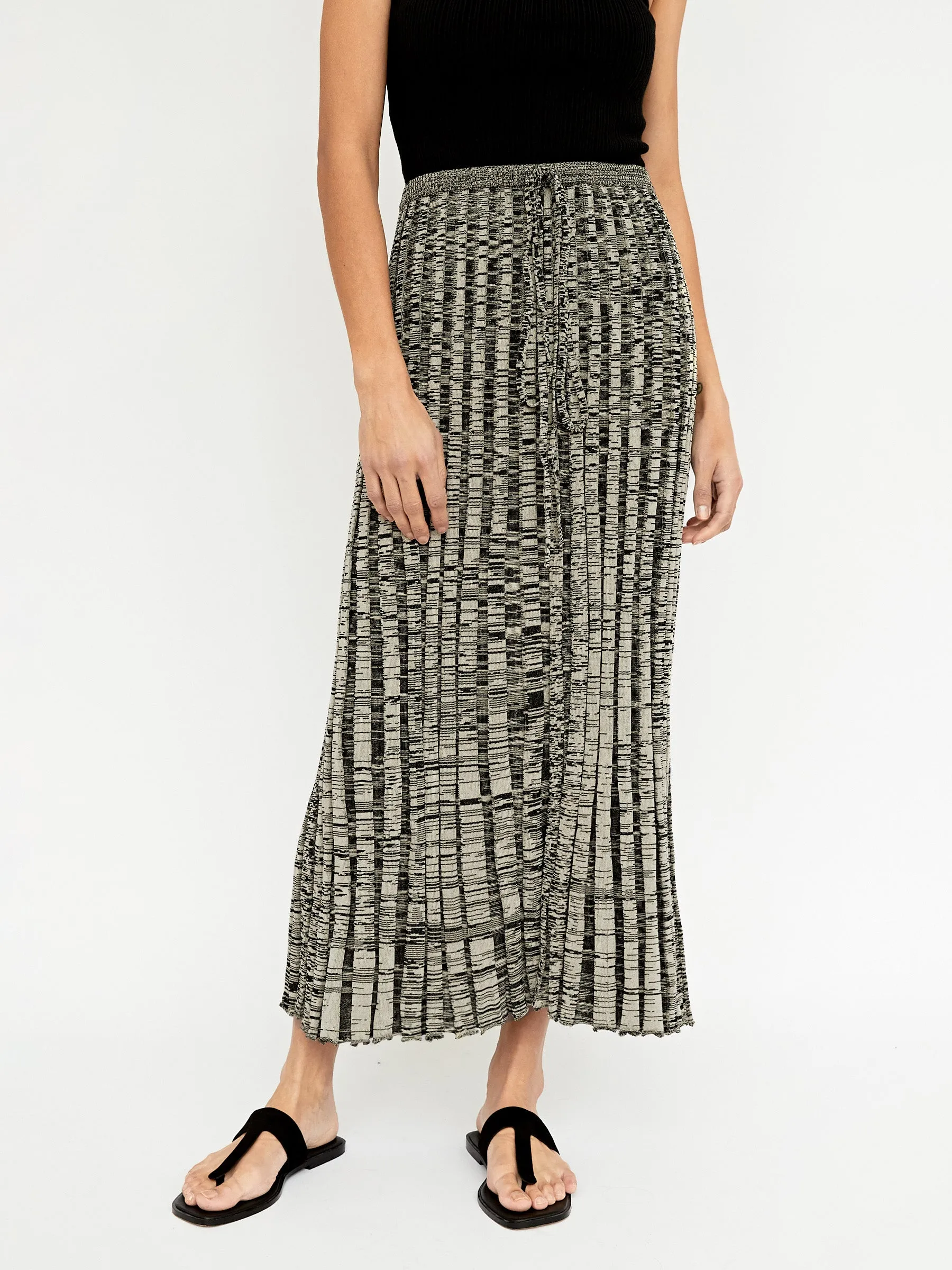 Pleated Knit Tie Skirt