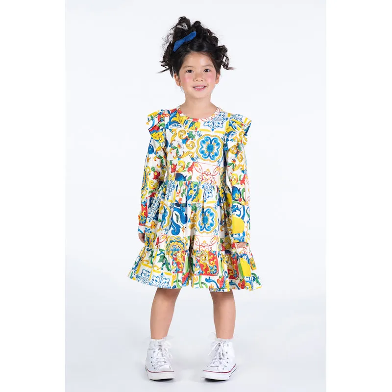 Rock Your Kid Sicily Long Sleeve Ruffle Dress