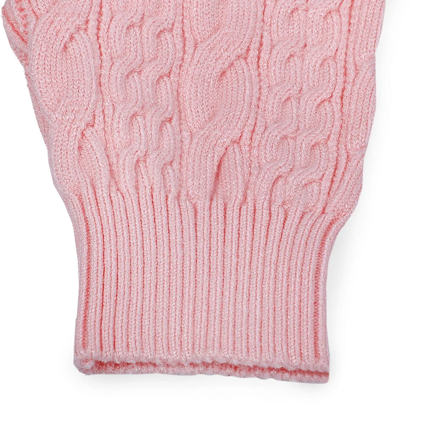 Ruffled Jumper Solid Premium Full Sleeves Braided Knit Sweater - Pink