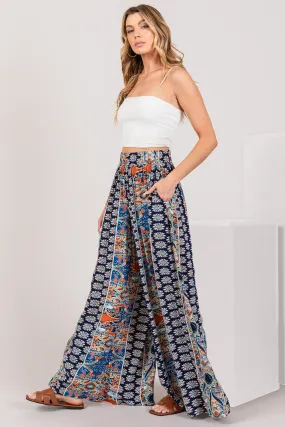 SAGE   FIG Bohemian Multi Geo Print Wide Leg Pants