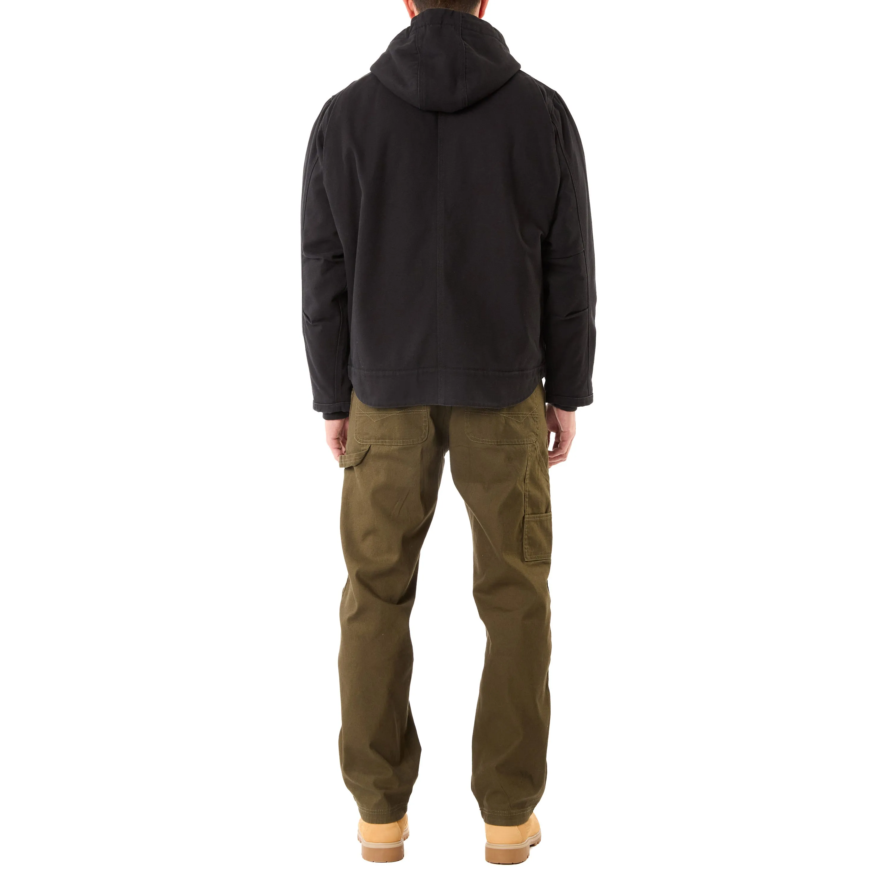 SHERPA-LINED DUCK CANVAS HOODED WORK JACKET