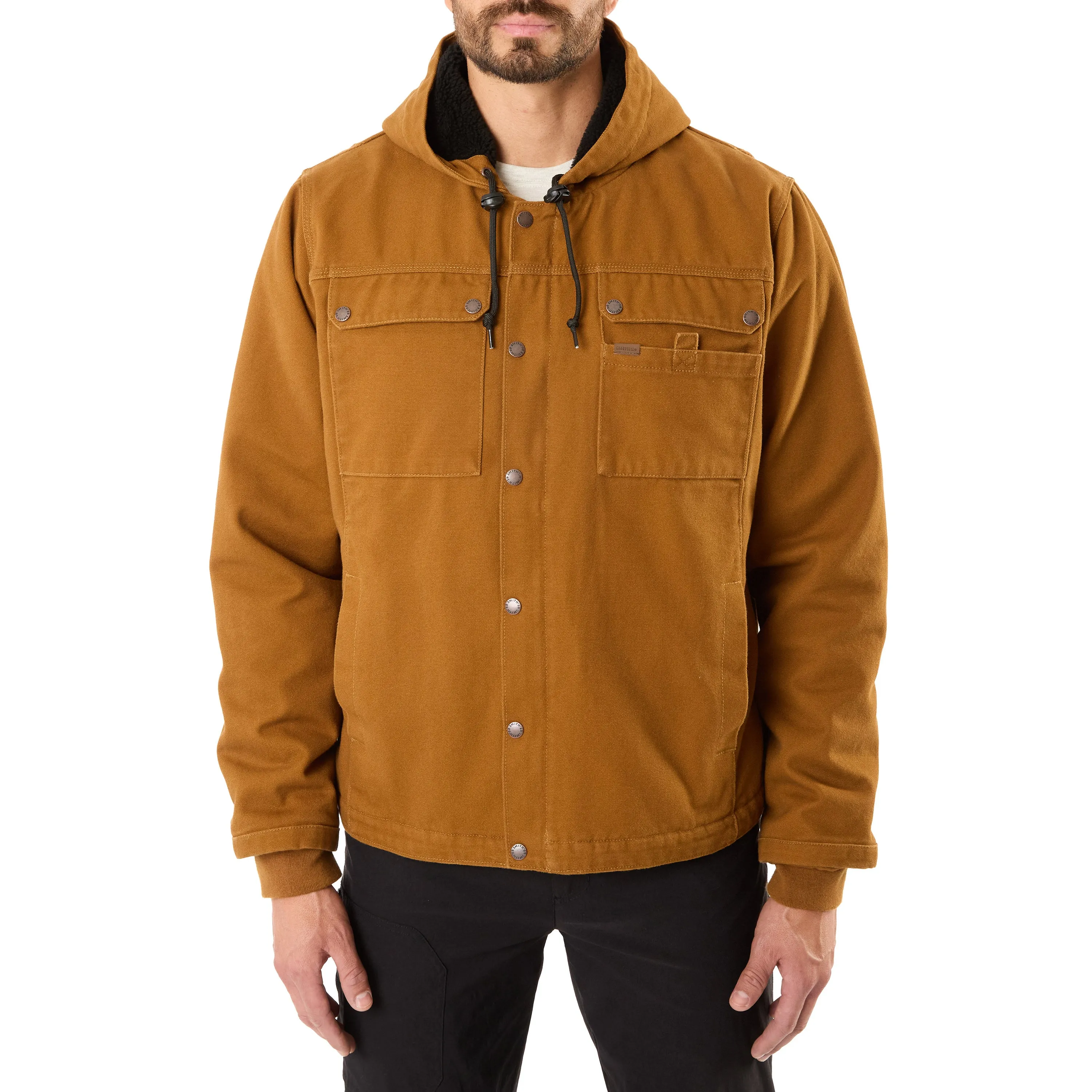 SHERPA-LINED DUCK CANVAS HOODED WORK JACKET