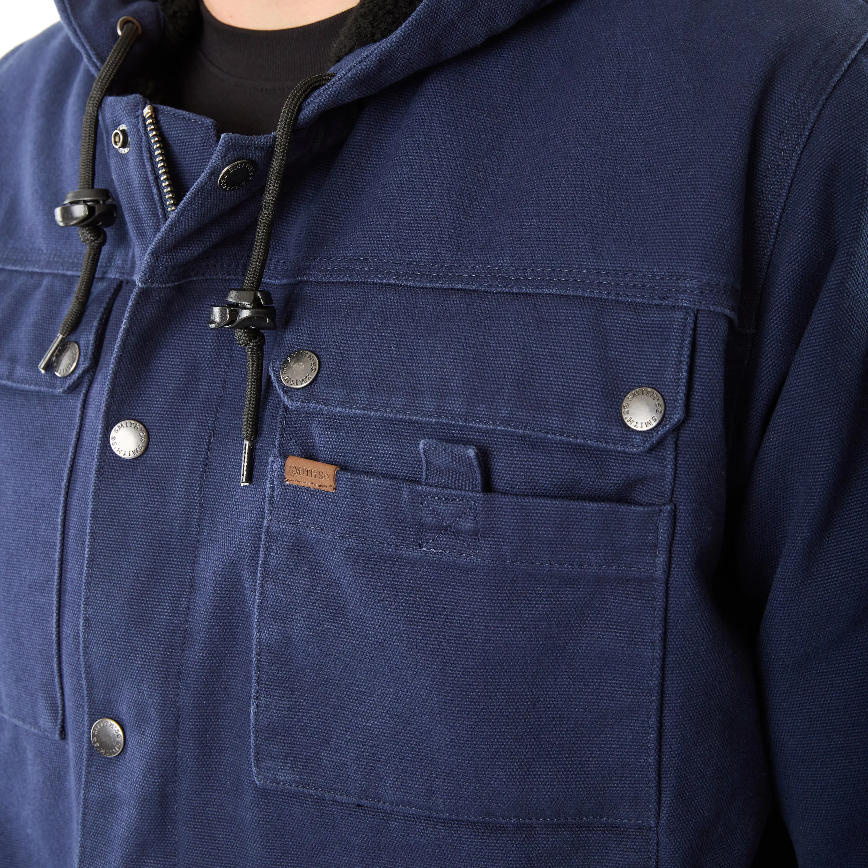 SHERPA-LINED DUCK CANVAS HOODED WORK JACKET