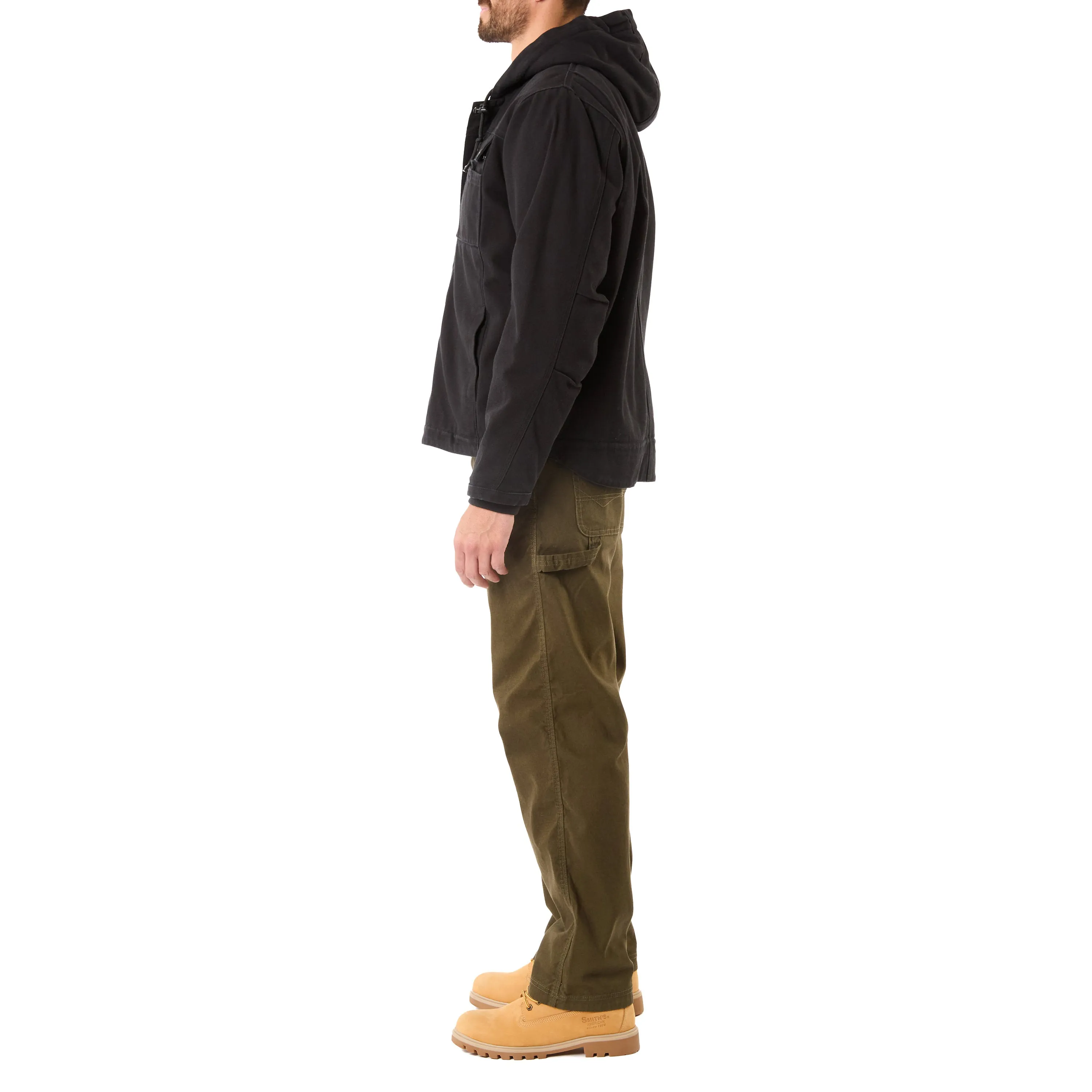 SHERPA-LINED DUCK CANVAS HOODED WORK JACKET