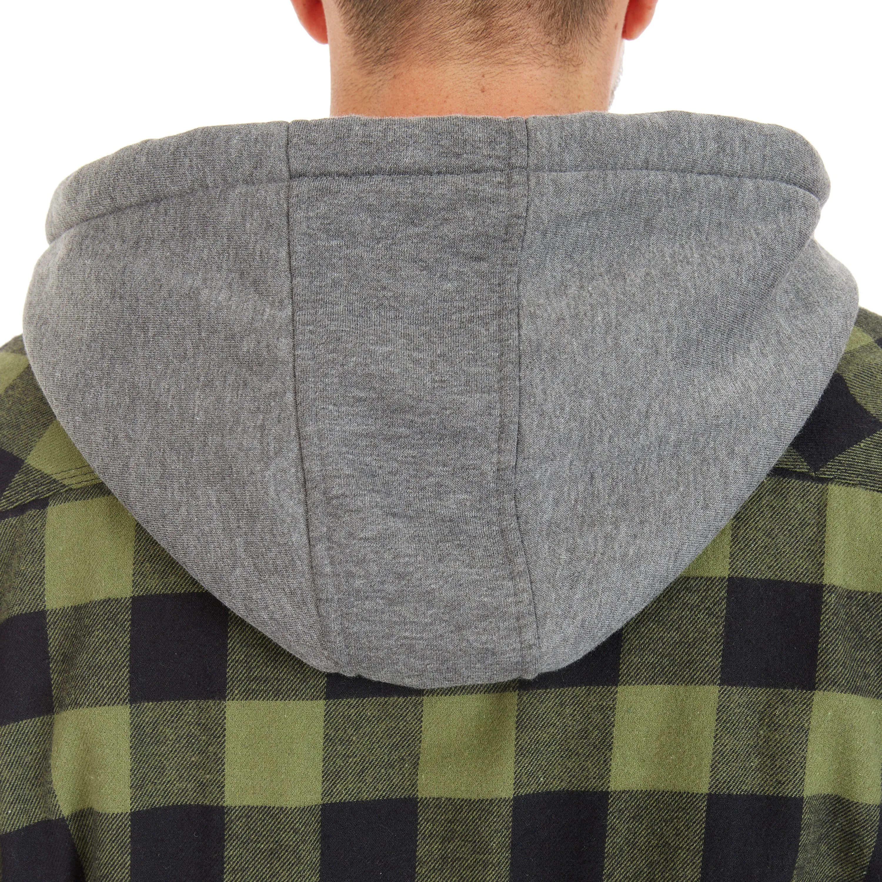 SHERPA-LINED HOODED FLANNEL SHIRT-JACKET