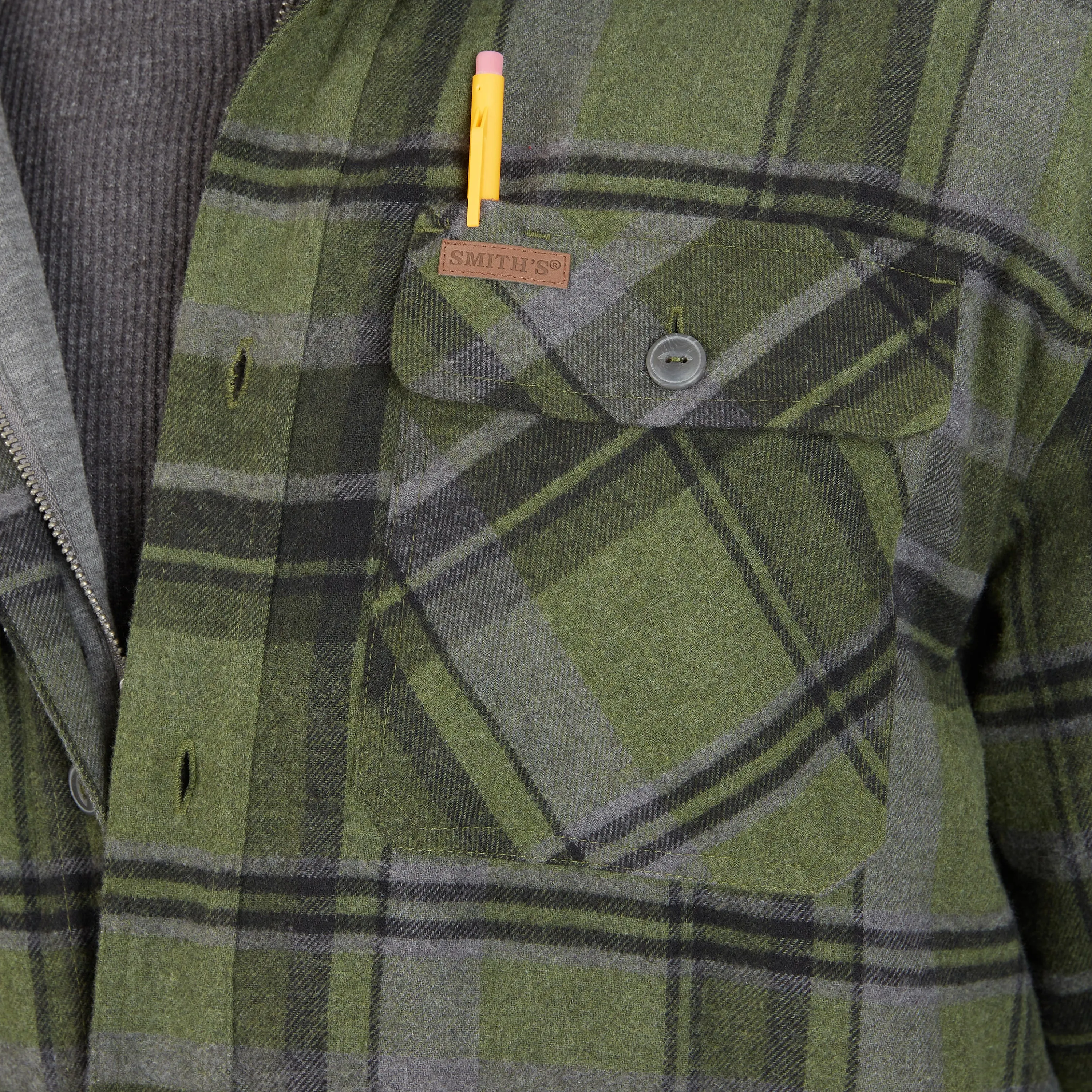 SHERPA-LINED HOODED FLANNEL SHIRT-JACKET