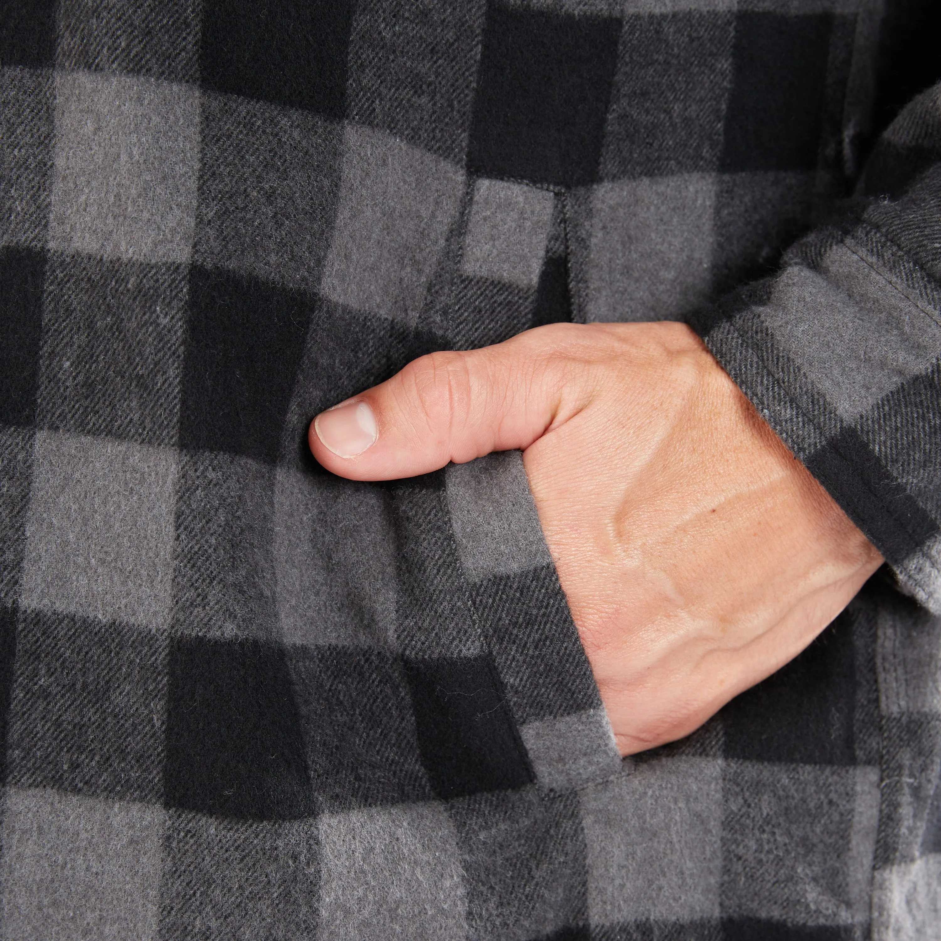 SHERPA-LINED HOODED FLANNEL SHIRT-JACKET