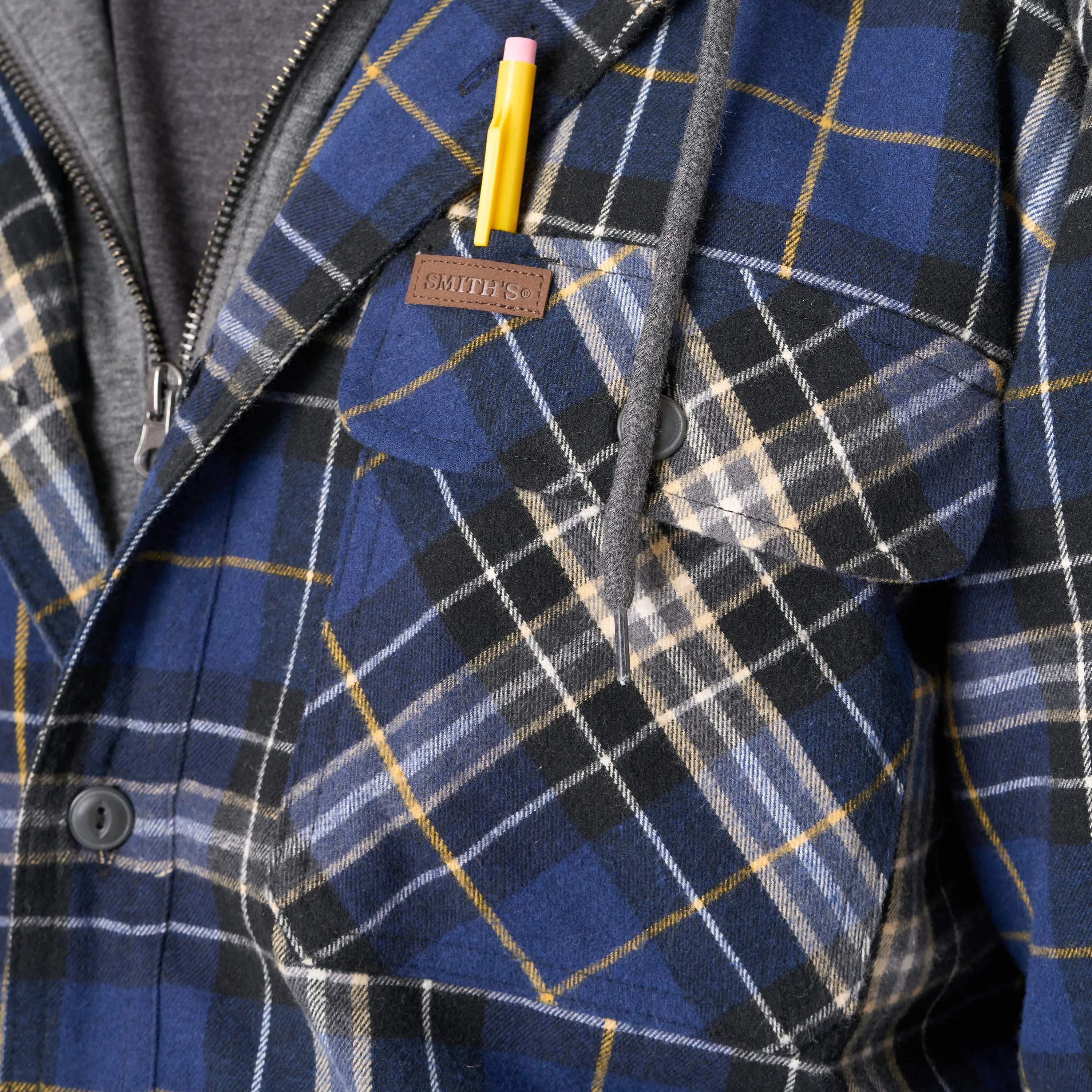 SHERPA-LINED HOODED FLANNEL SHIRT-JACKET