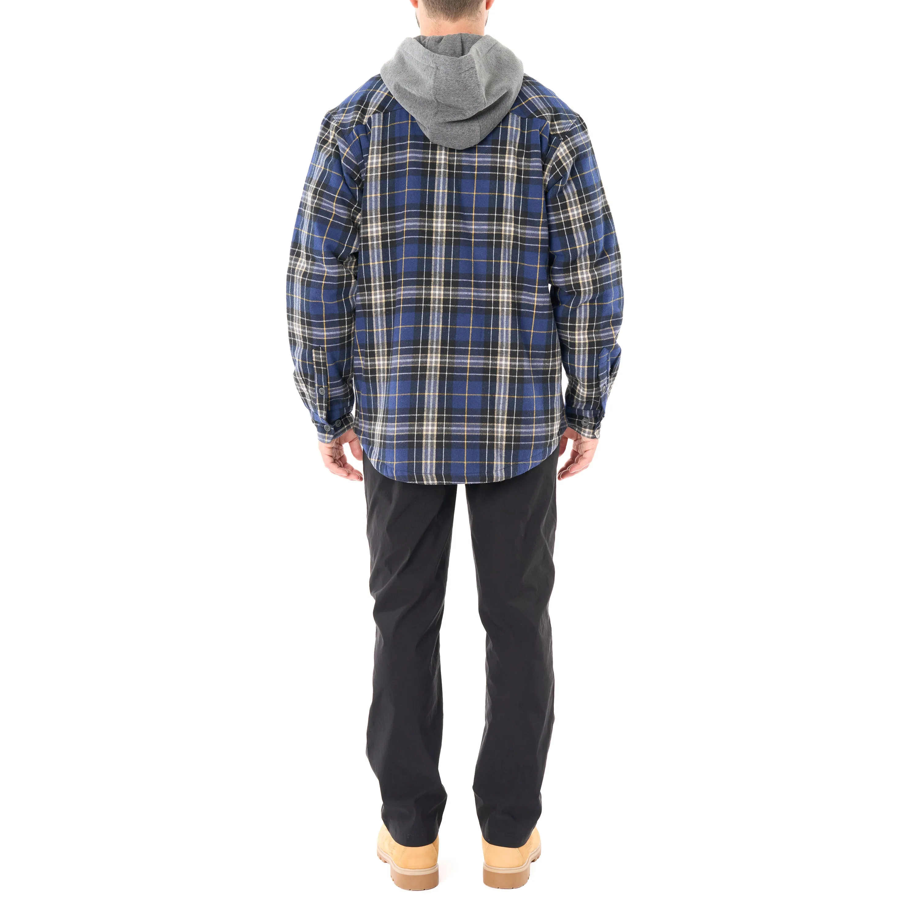 SHERPA-LINED HOODED FLANNEL SHIRT-JACKET