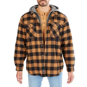 SHERPA-LINED HOODED FLANNEL SHIRT-JACKET