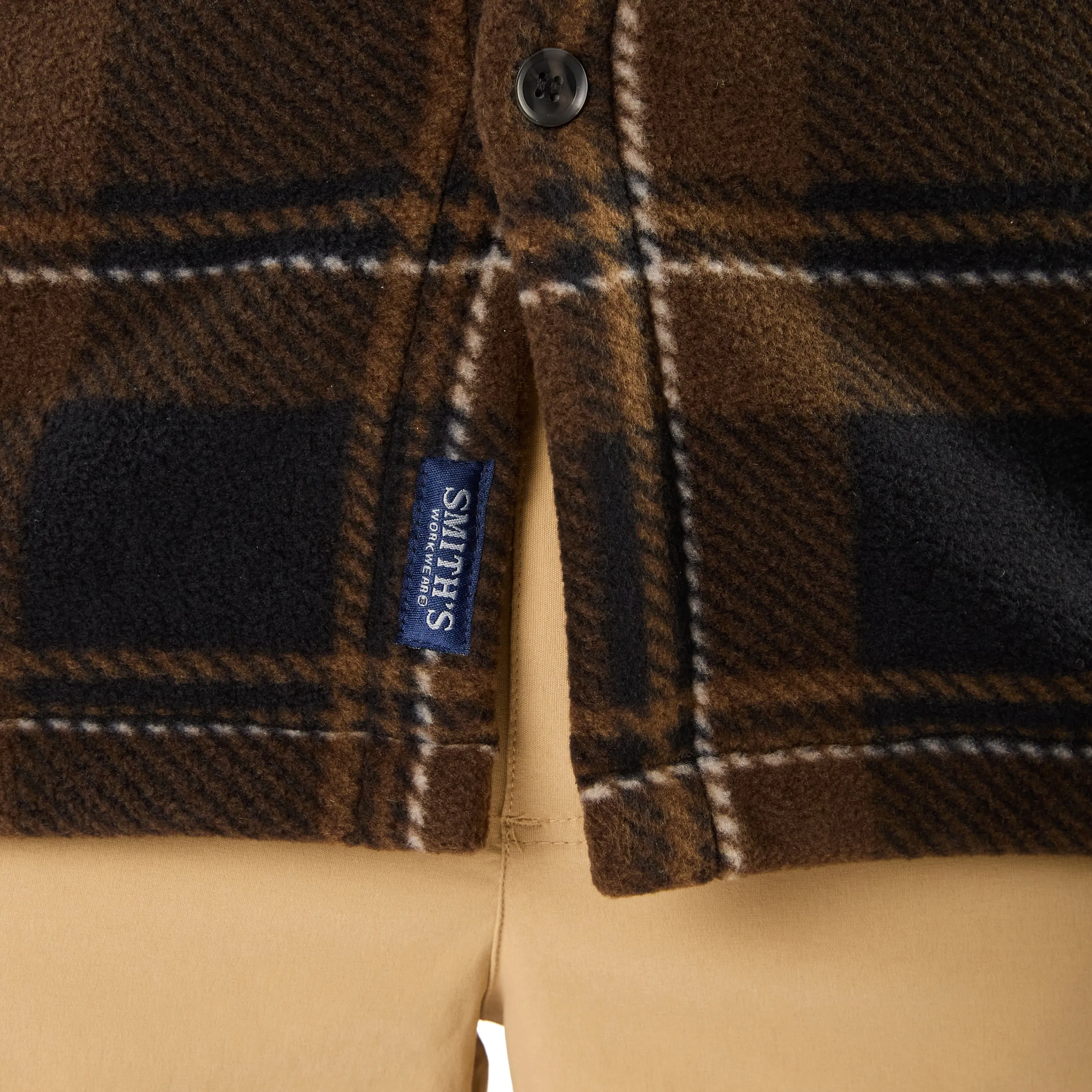 SHERPA-LINED PLAID FLEECE SHIRT JACKET