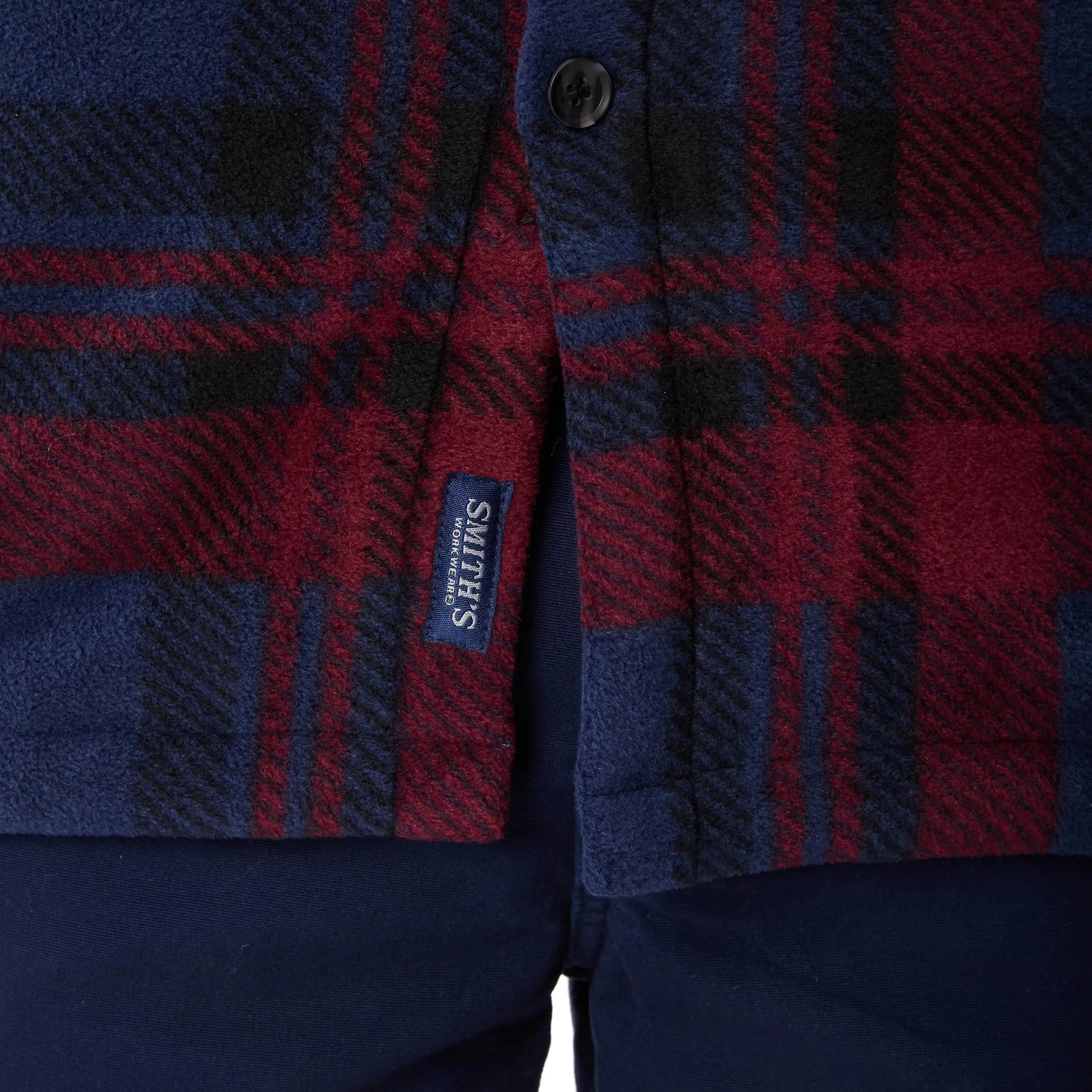 SHERPA-LINED PLAID FLEECE SHIRT JACKET