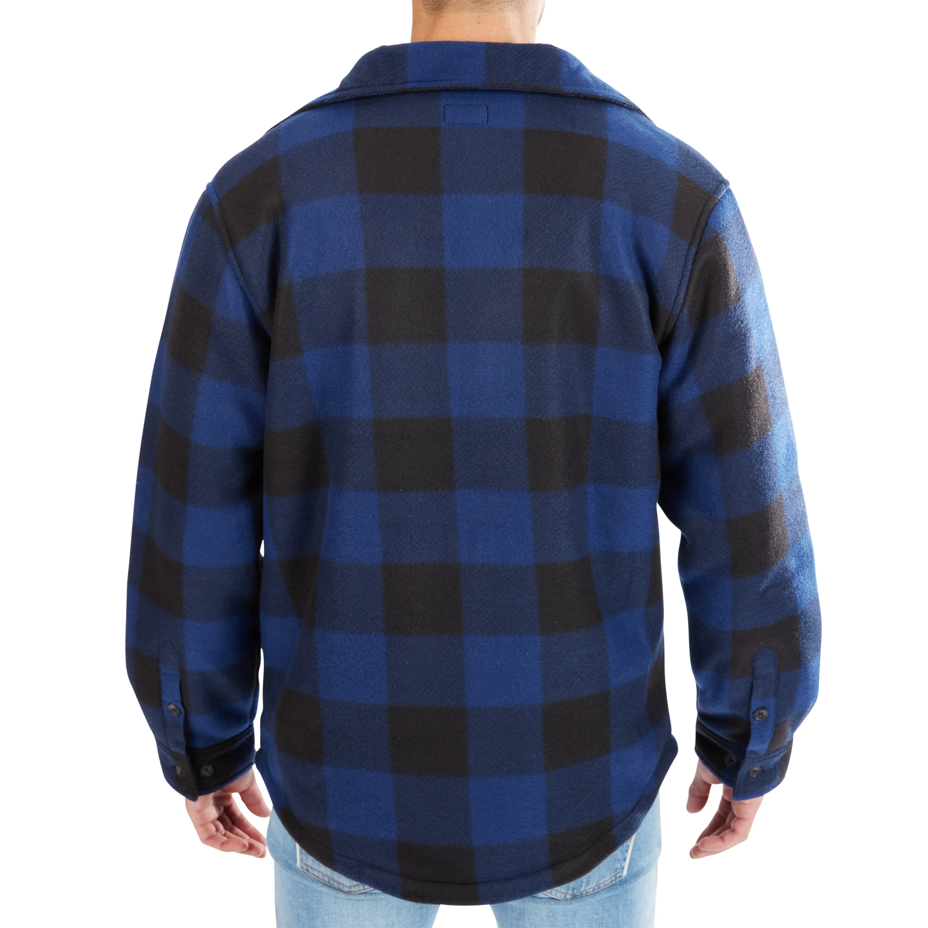 SHERPA-LINED PLAID FLEECE SHIRT JACKET