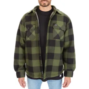 SHERPA-LINED PLAID FLEECE SHIRT JACKET