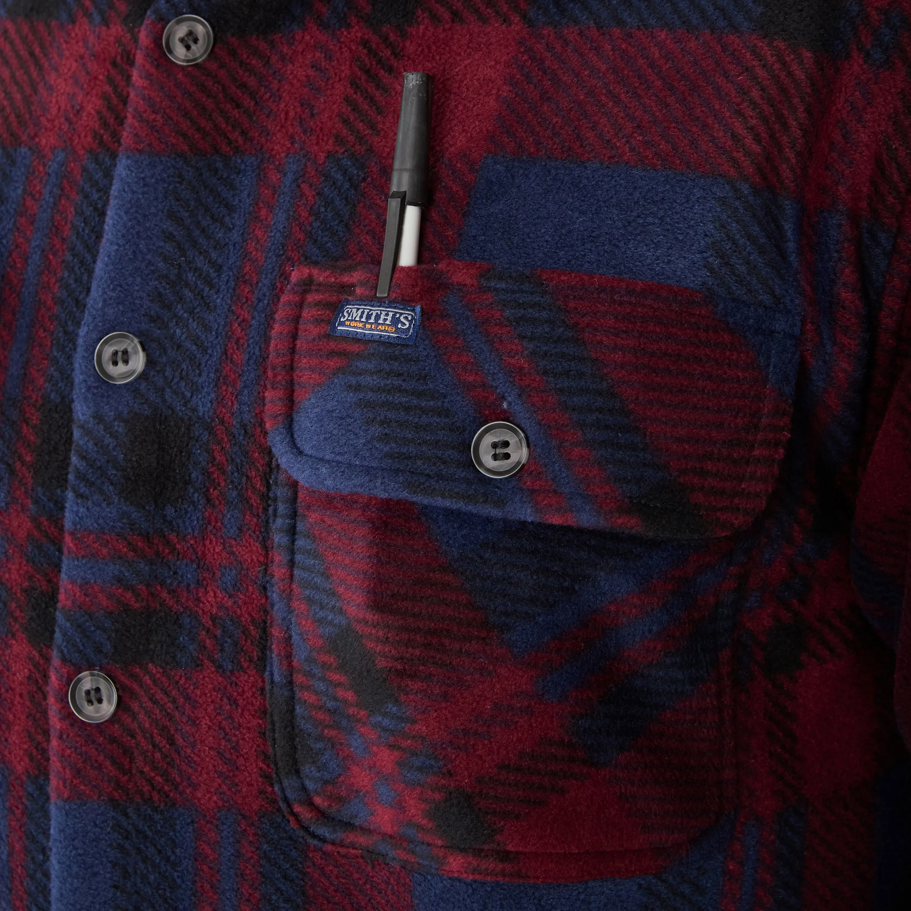 SHERPA-LINED PLAID FLEECE SHIRT JACKET