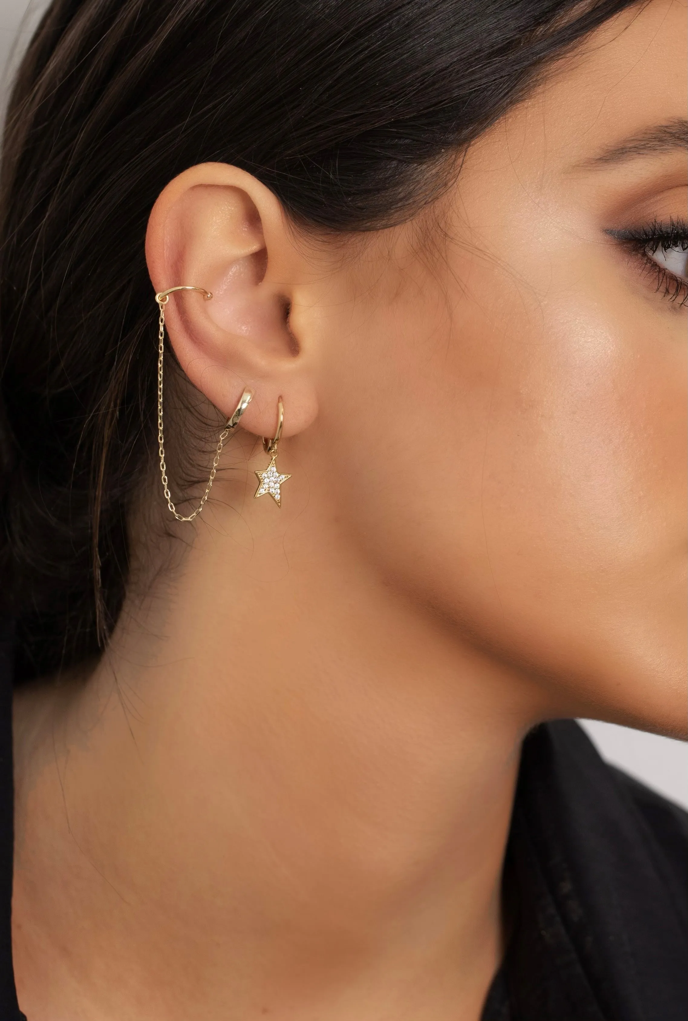 Solid Ear Cuff X Huggie Earring