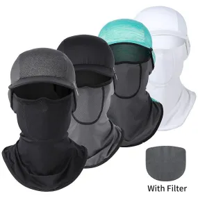 Summer Cycling Headwear Face Cover With Filter Men Women Ice Silk Anti-UV Sports Fishing Running Balaclava Cap