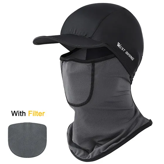 Summer Cycling Headwear Face Cover With Filter Men Women Ice Silk Anti-UV Sports Fishing Running Balaclava Cap