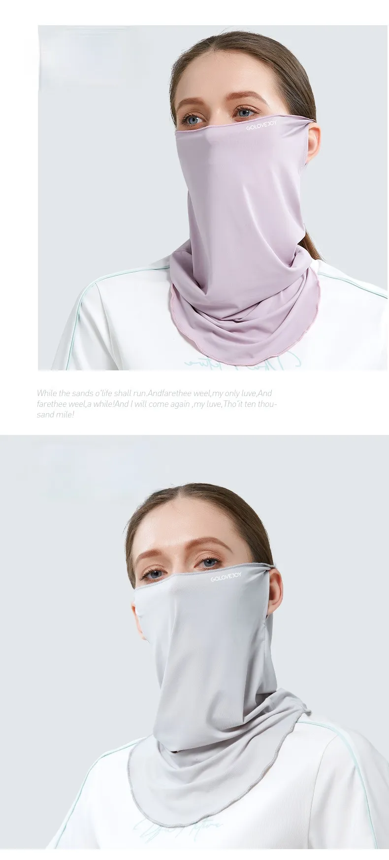 Summer Outdoor Riding Sun Protection Mask Female Neck Protection Sun Protection UV Protection Ice Silk Cold Feeling Ear Hanging Mask