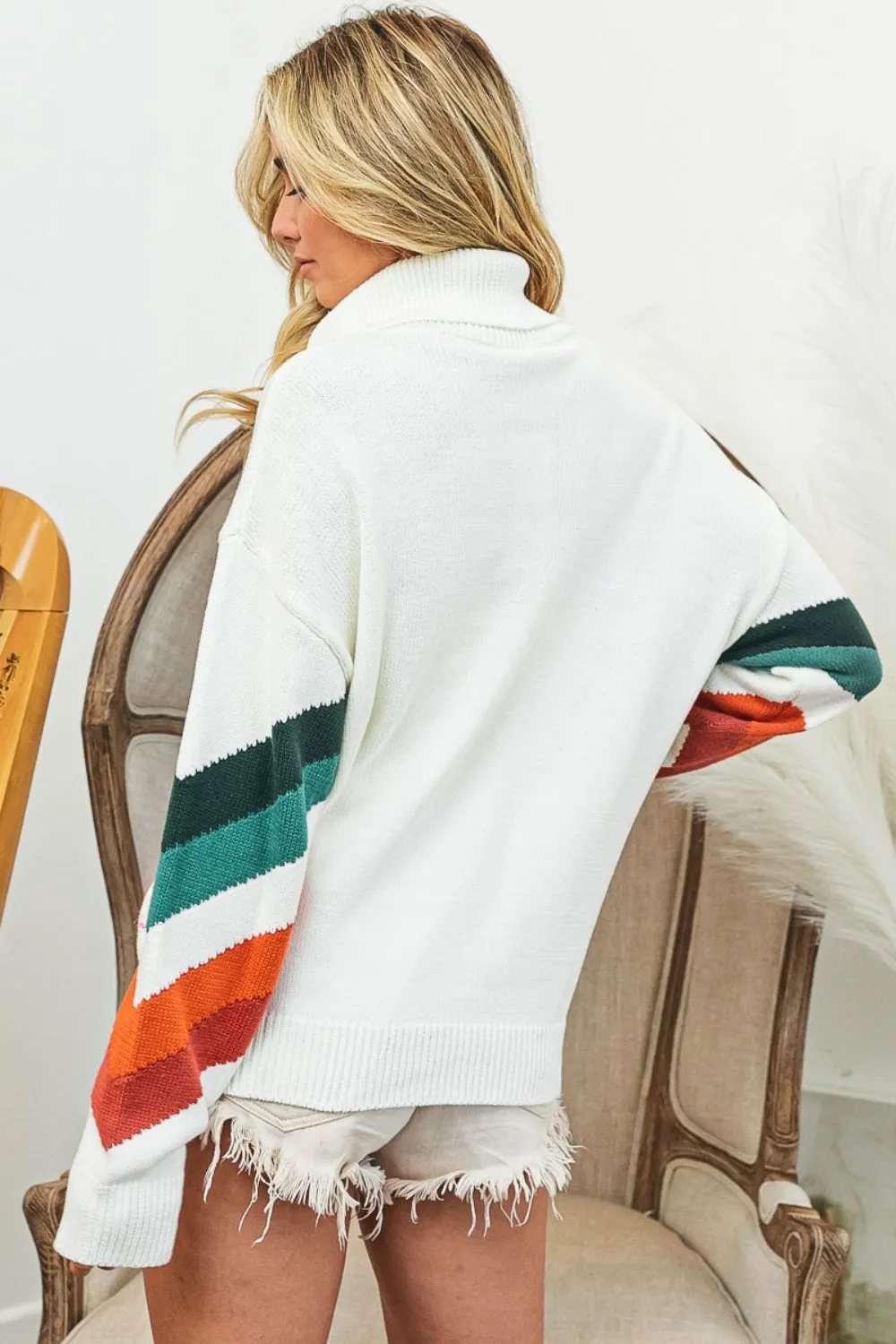 TEEK - Jade/Rust Combo Chevron Pattern Sweater