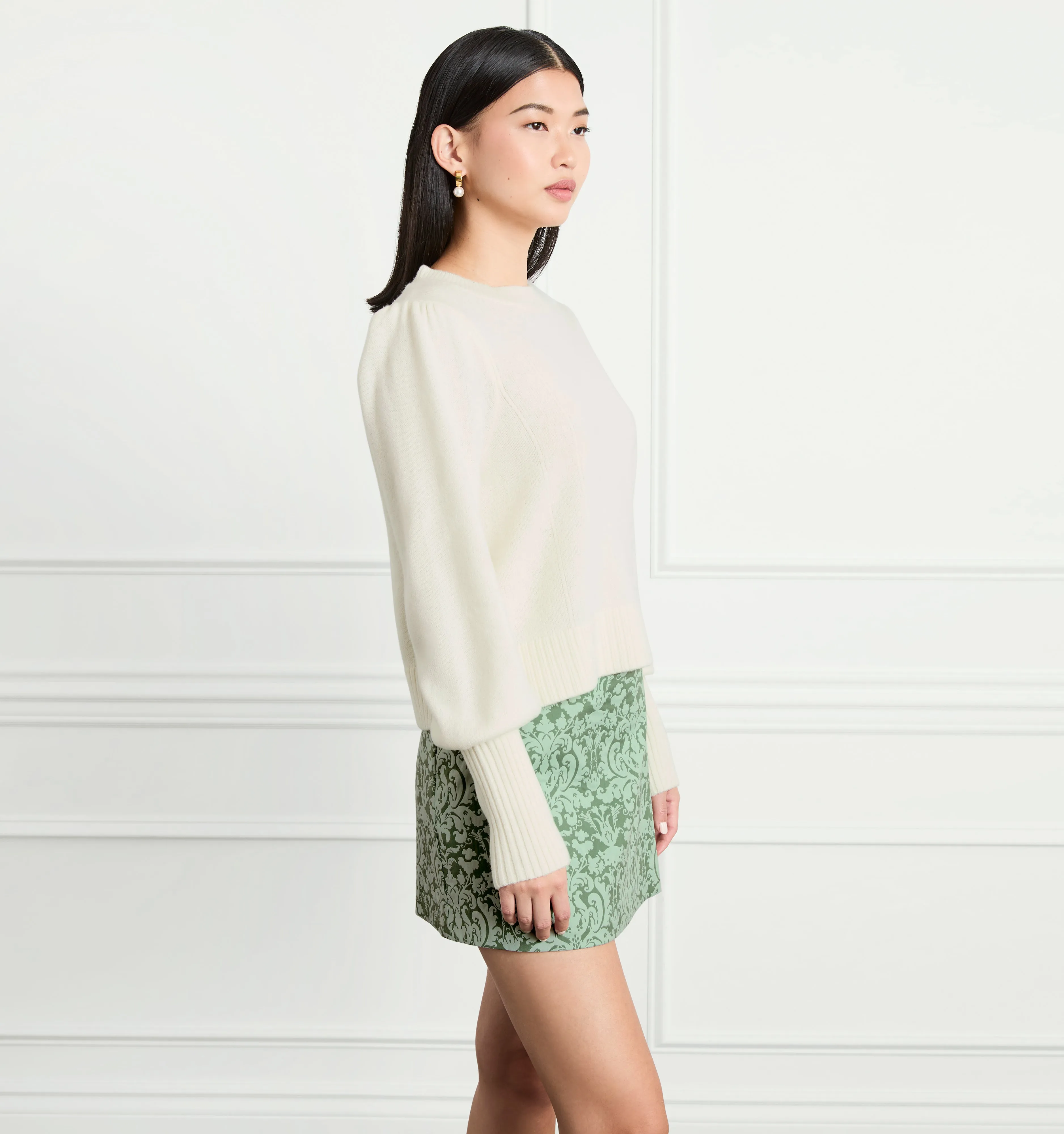 The Cropped Sylvie Sweater - Cream Merino Wool