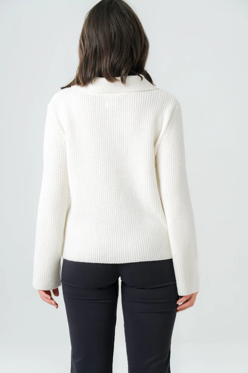 Torreya Knitted Sweater Ecru White