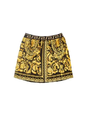 Versace   Baroque print pleated twill skirt 