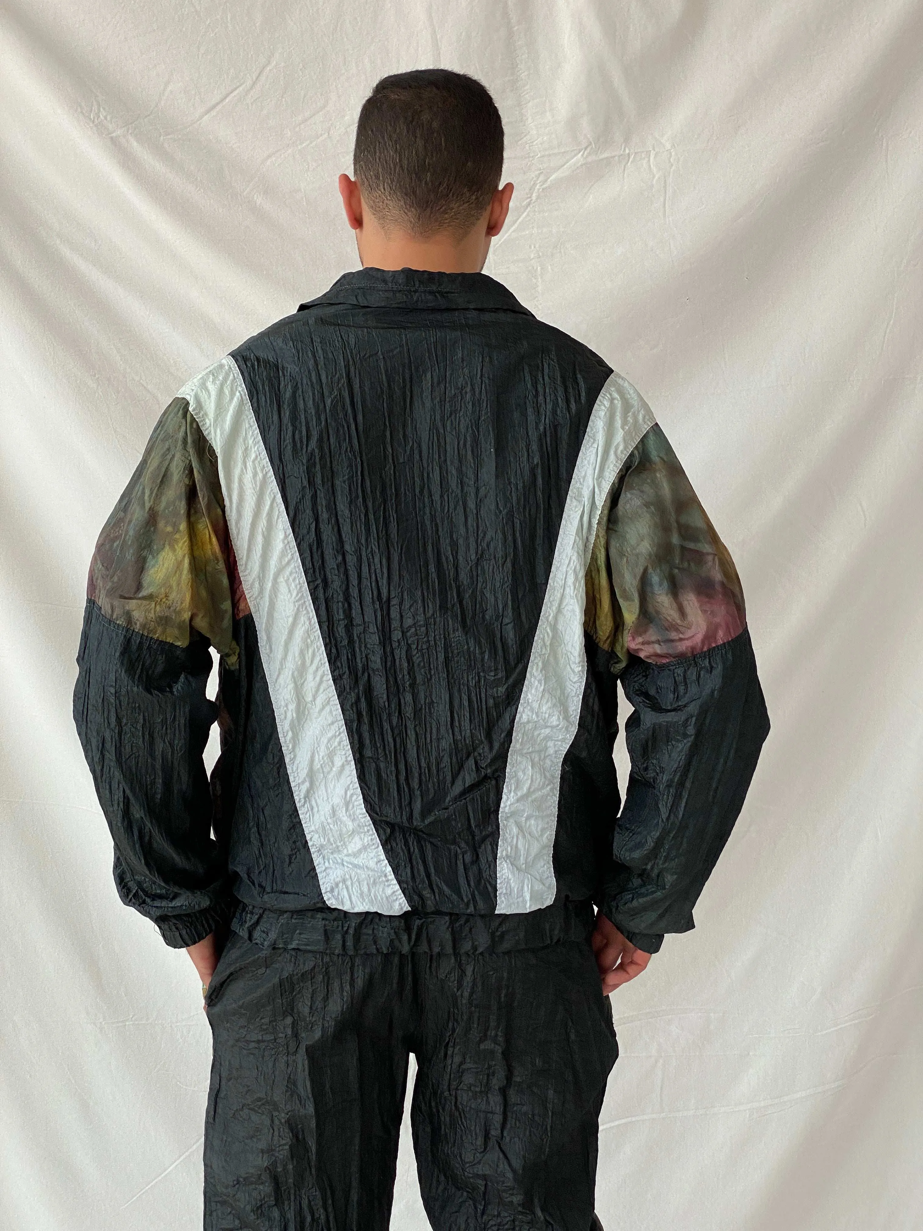 Vintage 80s/90s Sergio Tacchini Black Track Windbreaker Jacket - L