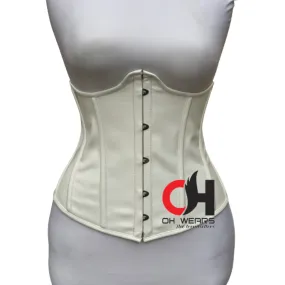 White PVC Underbust Corset Steel Boned Shapewear