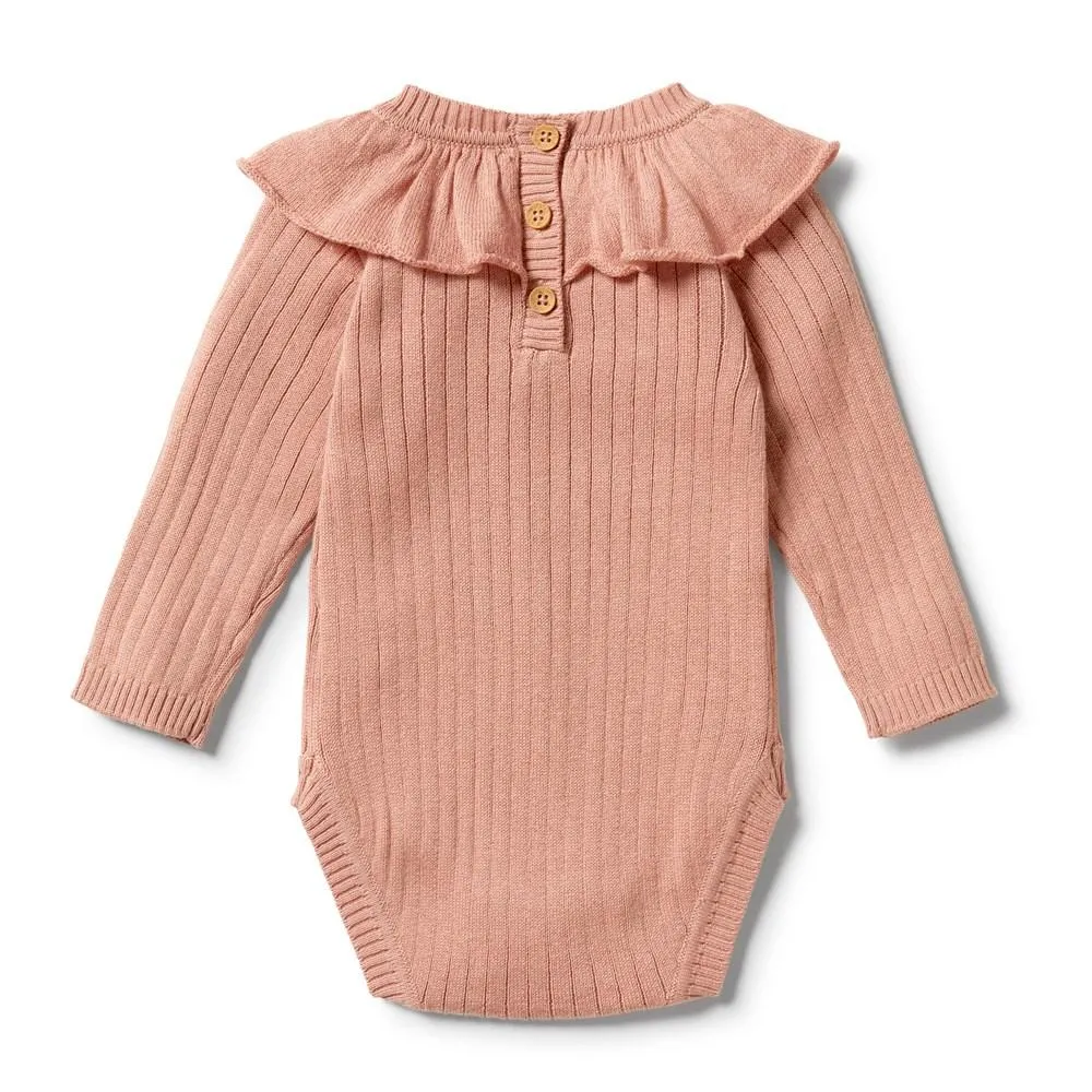 Wilson & Frenchy | Knitted Rib Ruffle Baby Bodysuit - Dusk