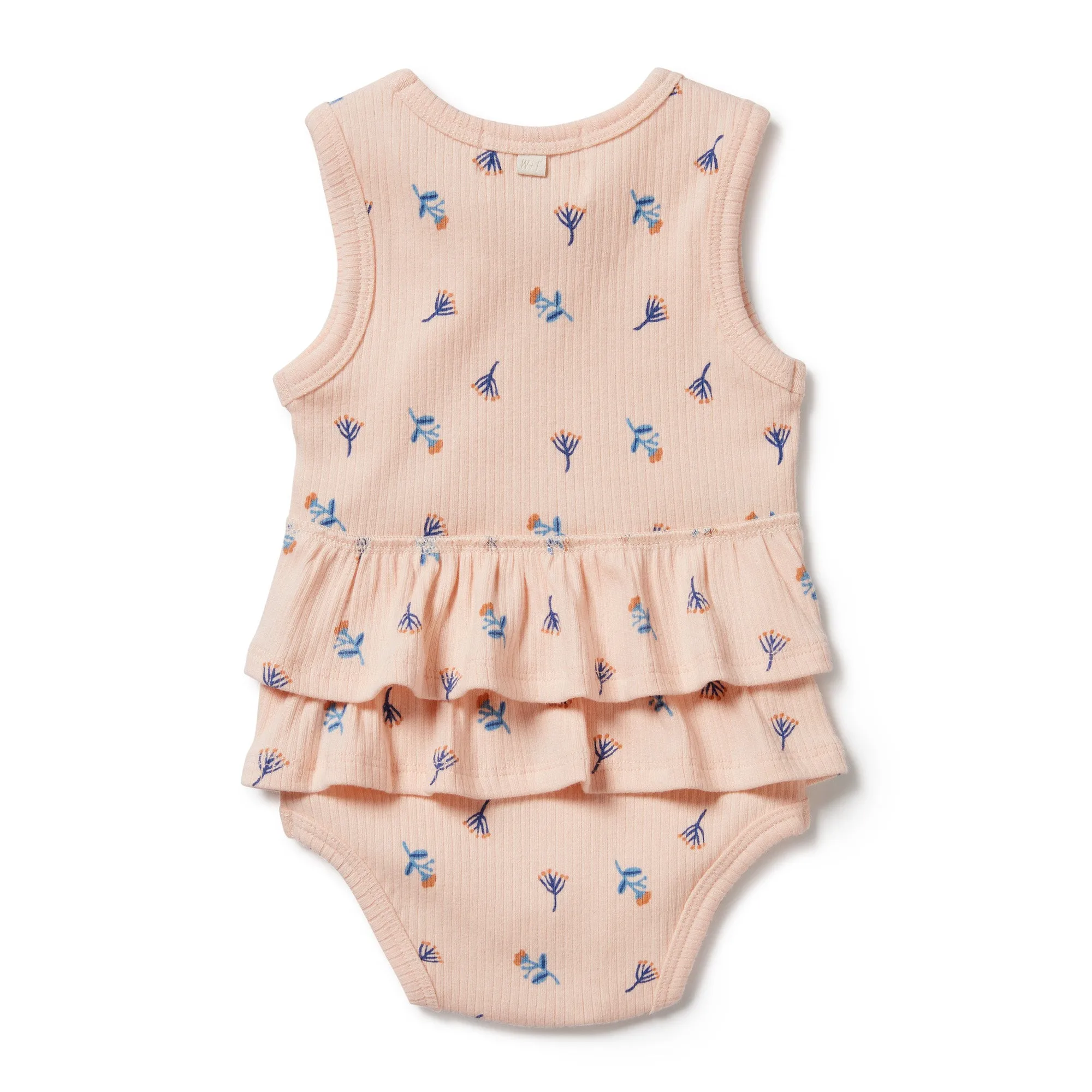 WILSON & FRENCHY LITTLE FLOWER RIB RUFFLE BODYSUIT