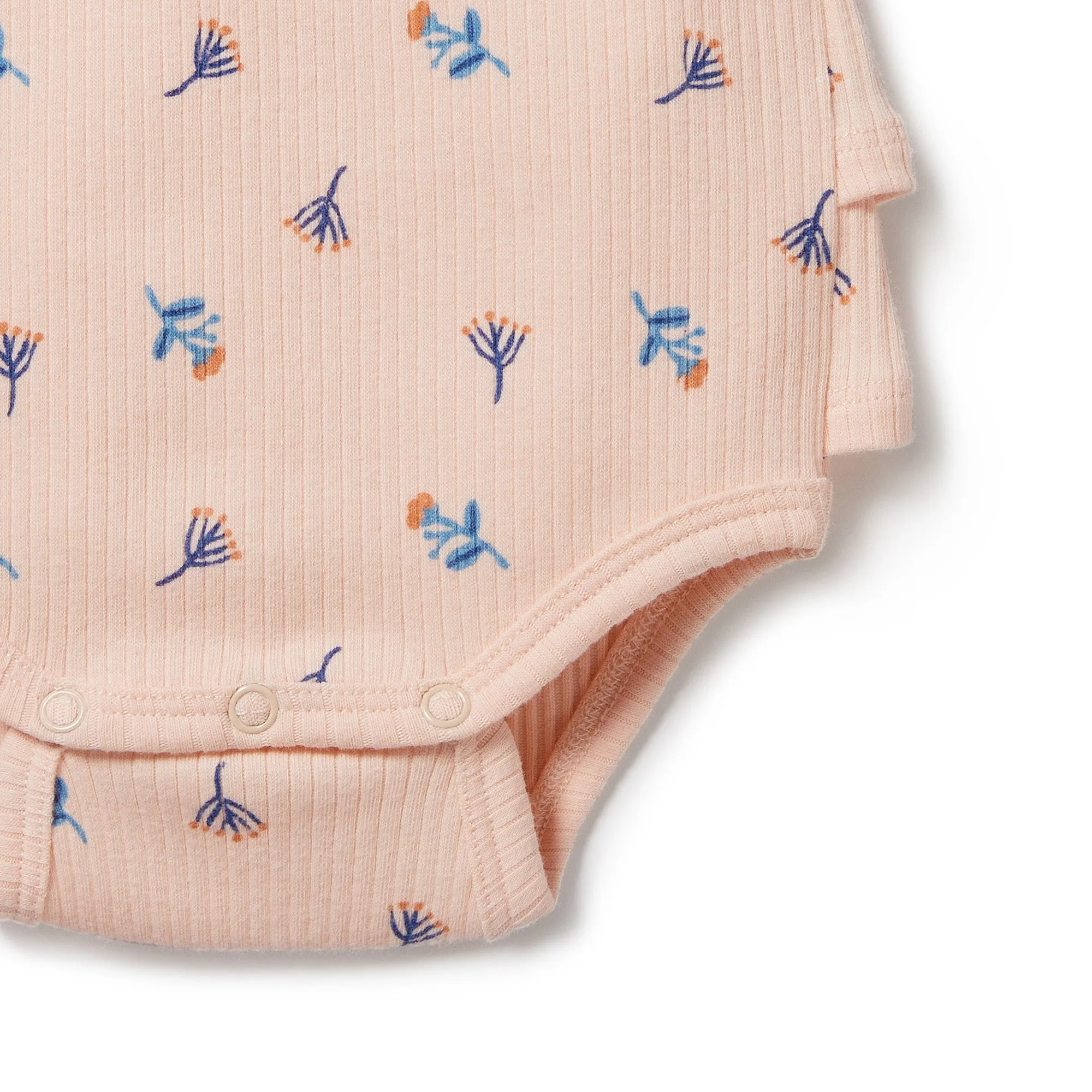 WILSON & FRENCHY LITTLE FLOWER RIB RUFFLE BODYSUIT