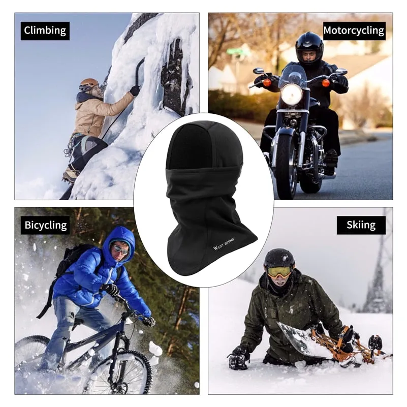 Winter Fleece Cycling Face Mask Windproof Warm MTB Road Bicycle Full Face Cover Outdoor Men Women Thermal Bike Cap