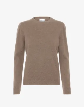 Women Light Merino Wool Crew - Warm Taupe