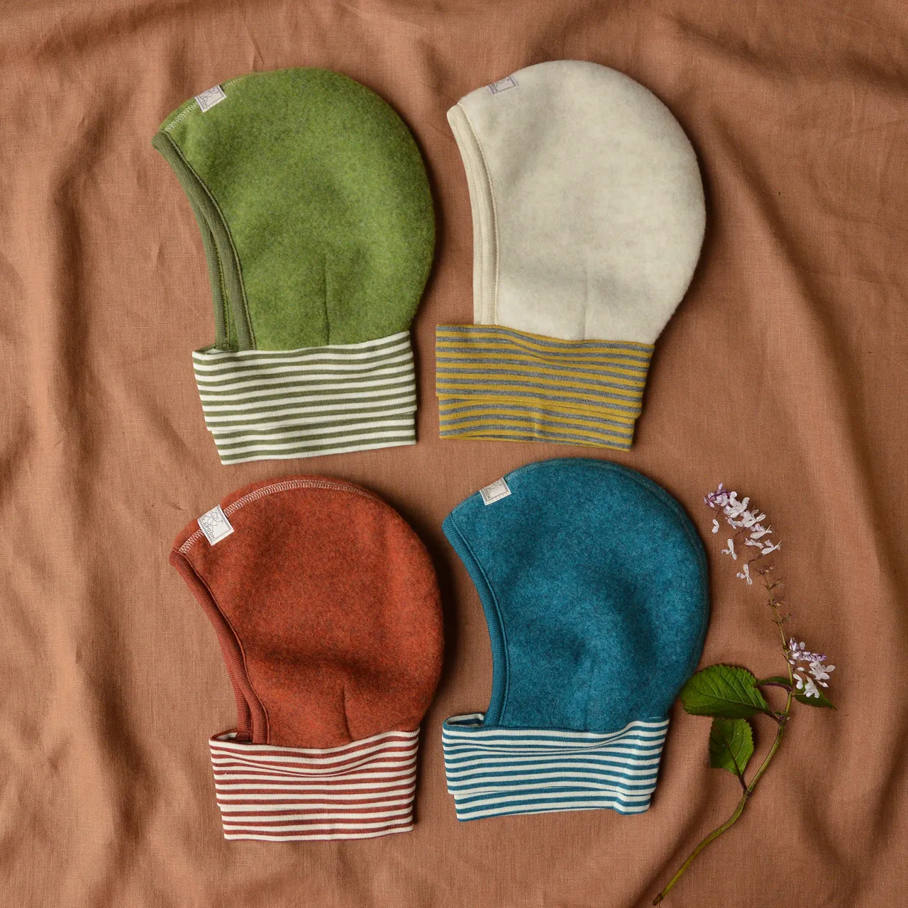 Wool Fleece Balaclava with Stripy Neck Warmer (3m-6y )