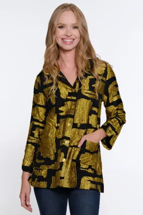 Woven Jacquard Button Front Jacket - Citron